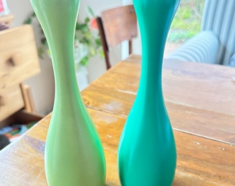 Set of candlesticks Scandinavia light green and turquoise green vintage