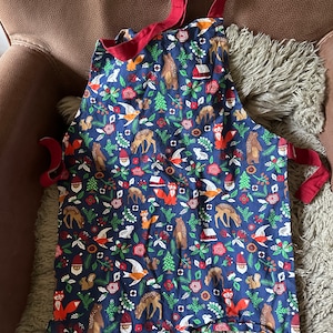 Apron, children's apron handmade forest animals