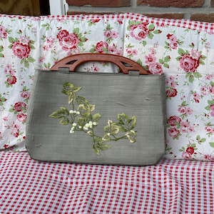 Silk bag with flowers floral 80s like new