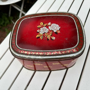 beautiful vintage tin can, flowers brocante, vintage, shabby chic - tin can