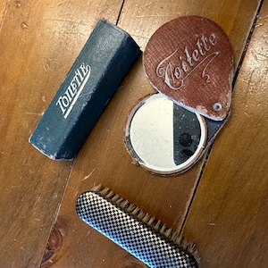 beautiful brocante toiletry set hand mirror and brush shabby