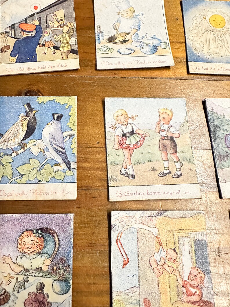 Nostalgie Vintage Brocante Karten Kinder Legespiel Deko Set von 30 Bild 2