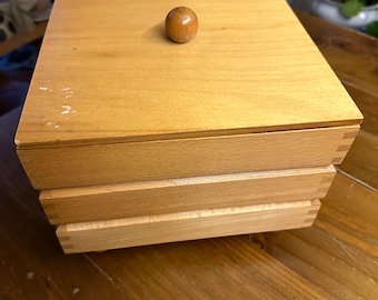 Vintage Midcentury 60s wooden box, wooden chest of drawers