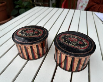 beautiful vintage tin tin, round brocante, vintage, shabby chic - Tin can