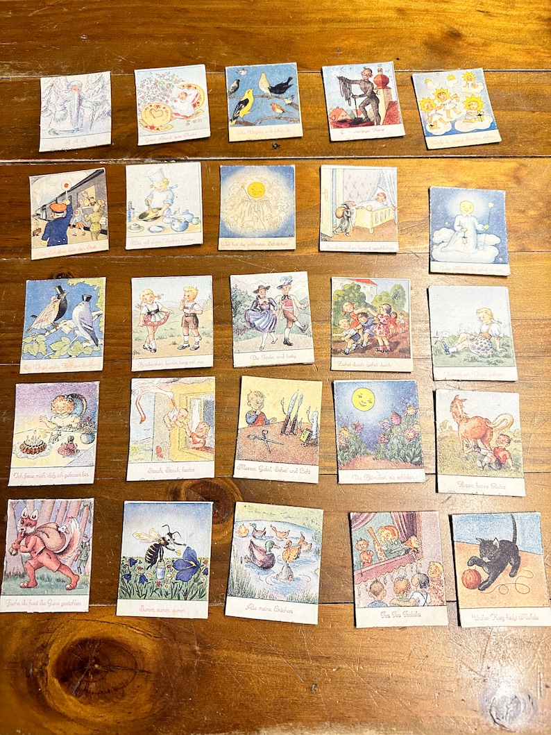 Nostalgie Vintage Brocante Karten Kinder Legespiel Deko Set von 30 Bild 1