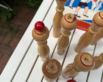 Altes Tischkegelspiel, Kegel, Kegelspiel GUT HOLZ Vintage