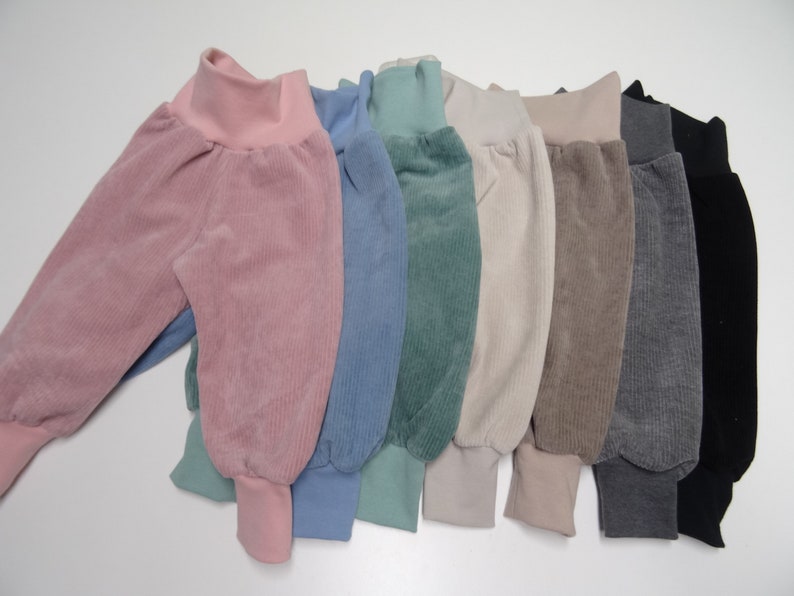 Corduroy jersey pants or shorts short pants size 50-164 various colors image 1