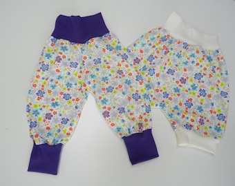 Pump pants or shorts (short pump pants) various colors size 50-158 "Flowers" white-purple