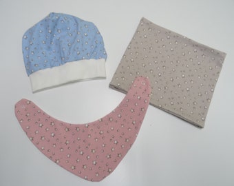 Hat cloth loop set of desired colors (size) "stars", pink, light blue, taupe