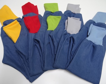 Jeans harem pants, grow-with-me pants, various colours, sizes 50-164