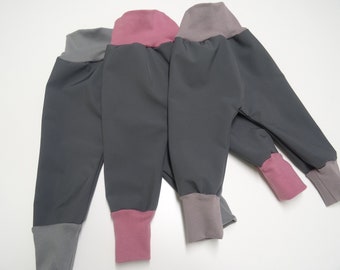 Softshell fleece trousers, grey, sizes 50-152, various colours