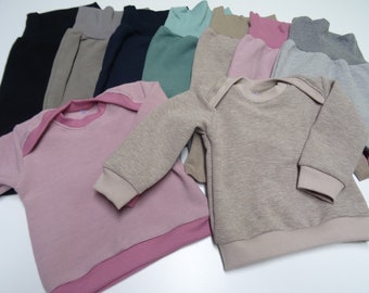 Long-sleeved shirt pullover, with collar, with hood, rib jersey various COLORS size. 50-170