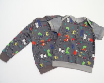 Long-sleeved shirt pullover, with collar, with hood, various COLORS size. 50-170 "Dinos cars", long arm, short arm