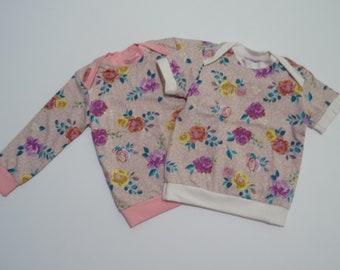 Shirt, sweater, hoodie, hood, collar, size. 50-170 "Flowers", short sleeve, long sleeve