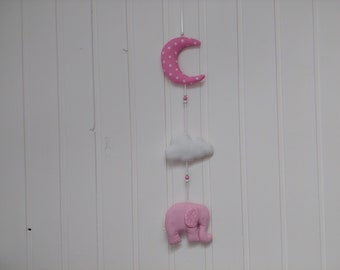 Kinderzimmer Girlande aus Stoff in rosa- weiß