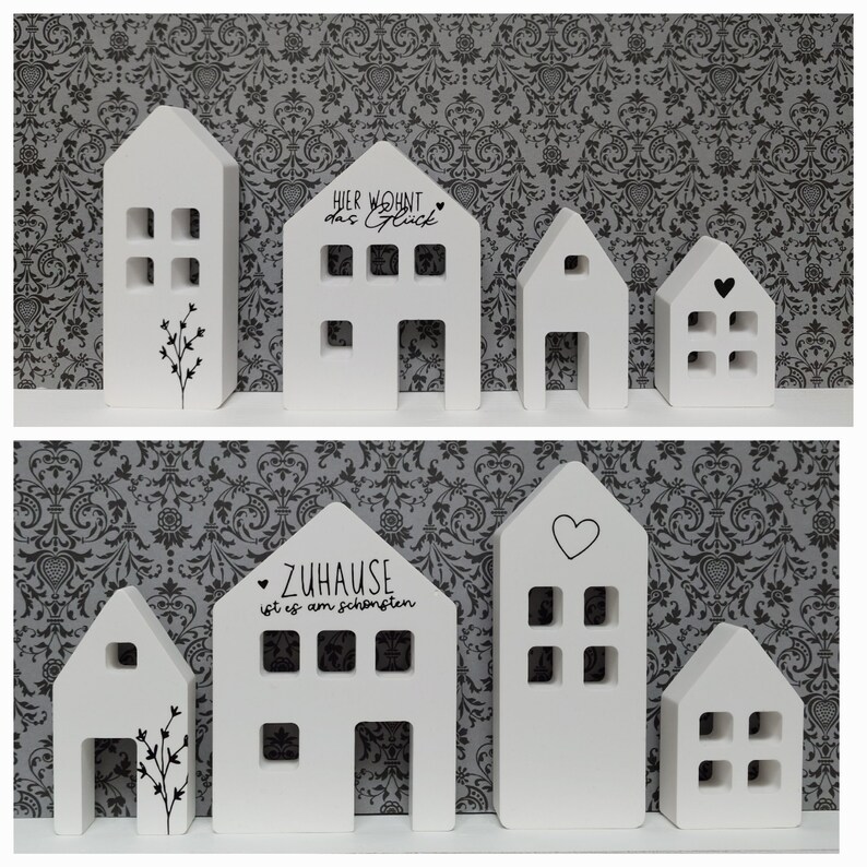 4er Set Häuser Lichthäuser aus Keramikpulver Bild 2