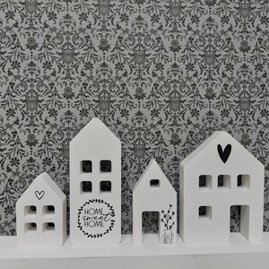 4er Set Häuser Lichthäuser aus Keramikpulver Home sweet Home