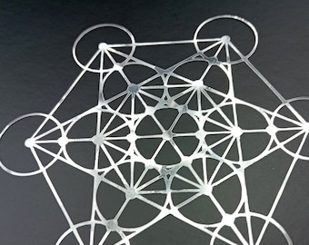 Metatron's cube sticker silver metallic from 7 cm