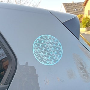 Sticker Fleur de Vie gris-bleu 10-18 cm