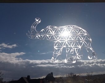 Flower of Life / Elephant Window Sticker 17 cm