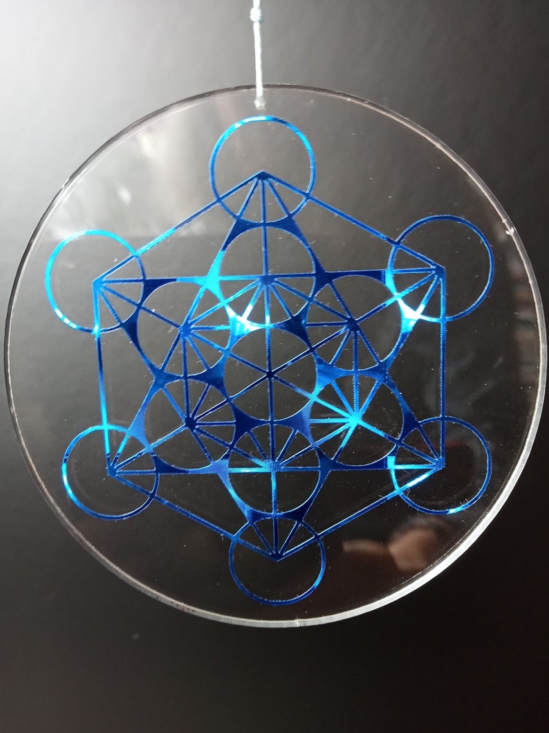 Metatron's Cube bleu / argent sur verre acrylique 6,3 8,8 cm image 8