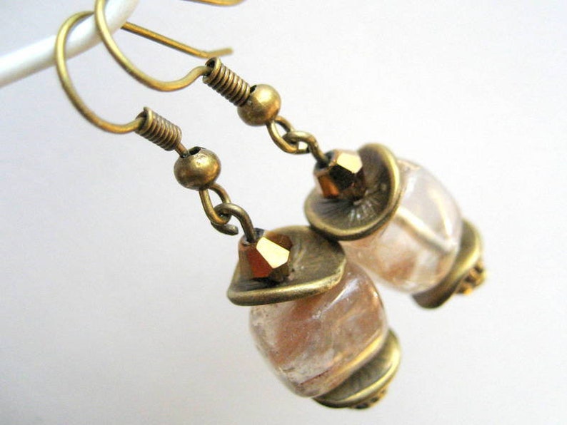 Pendientes de cuarzo rutilo / bronce imagen 2