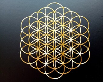Pegatina Flor de la Vida dorada de 12,5 cm