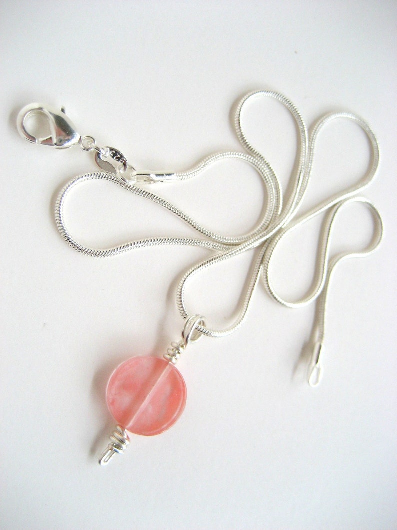 Strawberry quartz on snake chain image 5