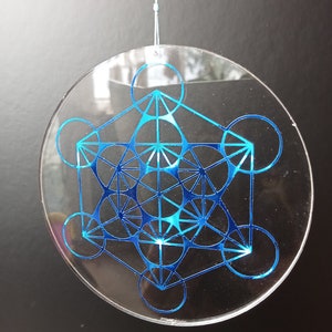 Metatron's Cube bleu / argent sur verre acrylique 6,3 8,8 cm image 9