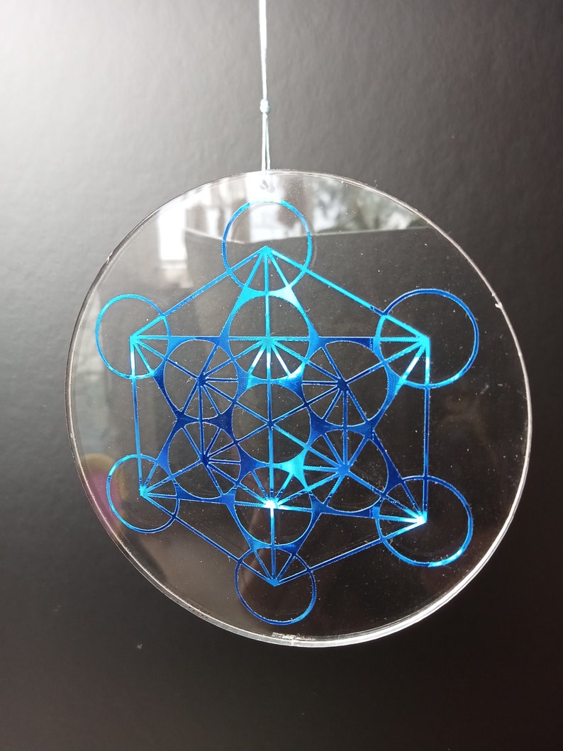 Metatron's Cube bleu / argent sur verre acrylique 6,3 8,8 cm image 9