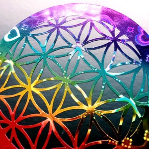 Flower of Life Sticker Rainbow 9 cm image 2