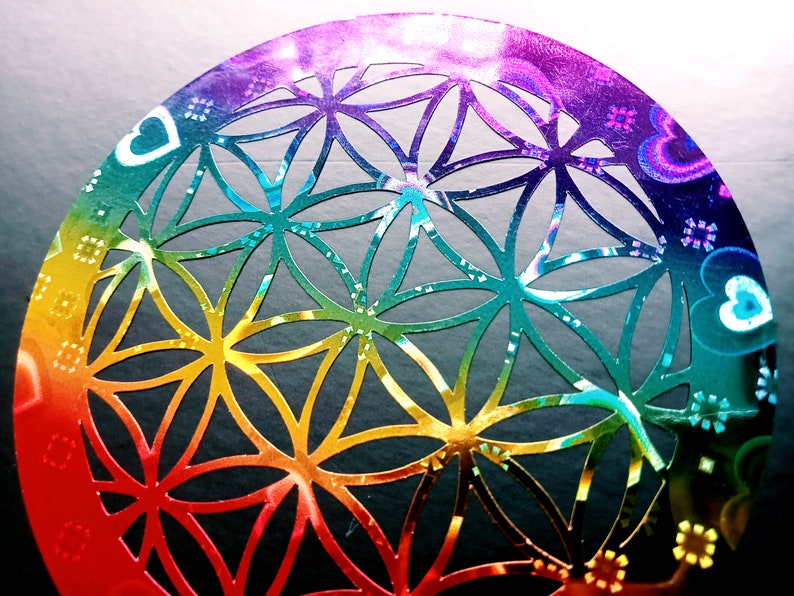 Flower of Life Sticker Rainbow 9 cm image 2