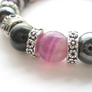 Pulsera fluoruro / hematita / obsidiana arcoiris imagen 5