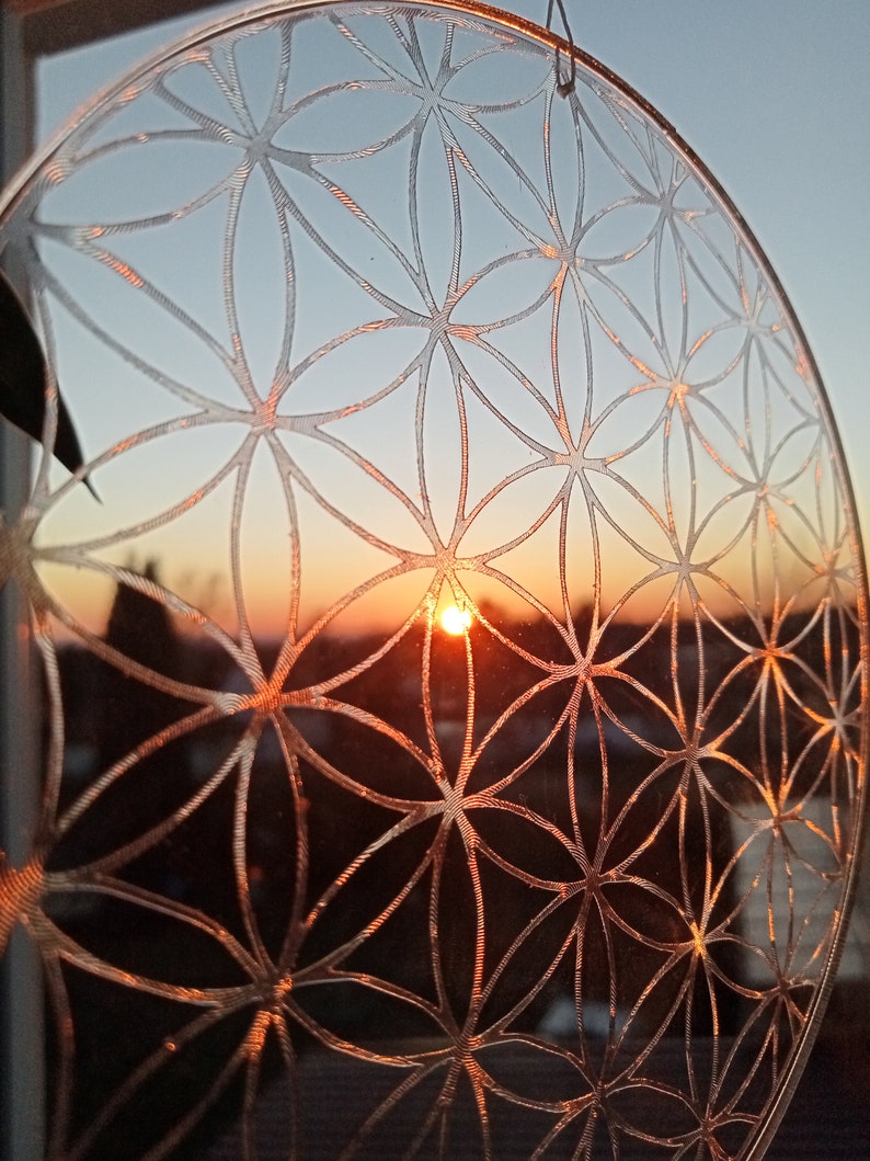 Flor de la vida sobre cristal acrílico transparente 10 15,2 cm imagen 7