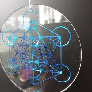 Metatron's Cube bleu / argent sur verre acrylique 6,3 8,8 cm image 10