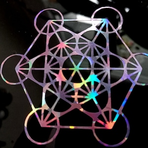 2x Metatrons Cube Autocollant violet 5 cm image 1