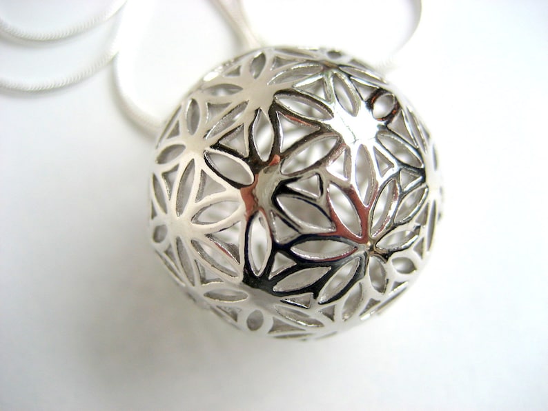 Flower of Life on Ball on Snake Chain image 3