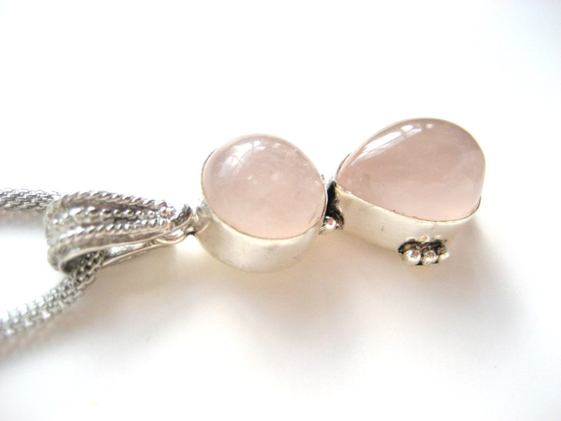 Rose quartz on snake chain image 1