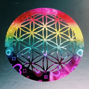 Flower of Life Sticker Rainbow 9 cm image 1