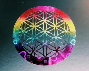 Flower of Life Sticker Rainbow 9 cm