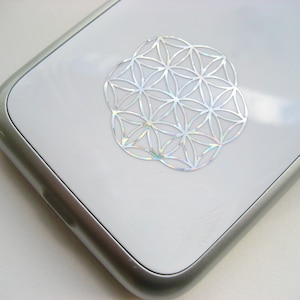 2 x Flower of Life stickers silver 3.5 cm
