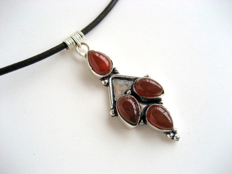 Carnelian on fine leather belt image 1