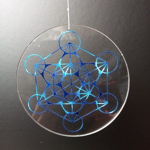 Metatron's Cube bleu / argent sur verre acrylique 6,3 8,8 cm image 6