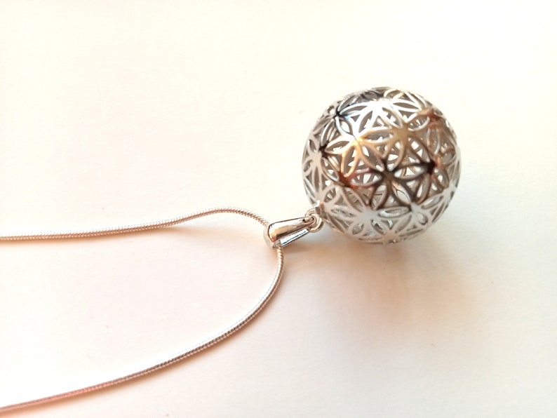 Flower of Life on Ball on Snake Chain image 5