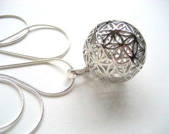 Flower of Life on ball on snake chain