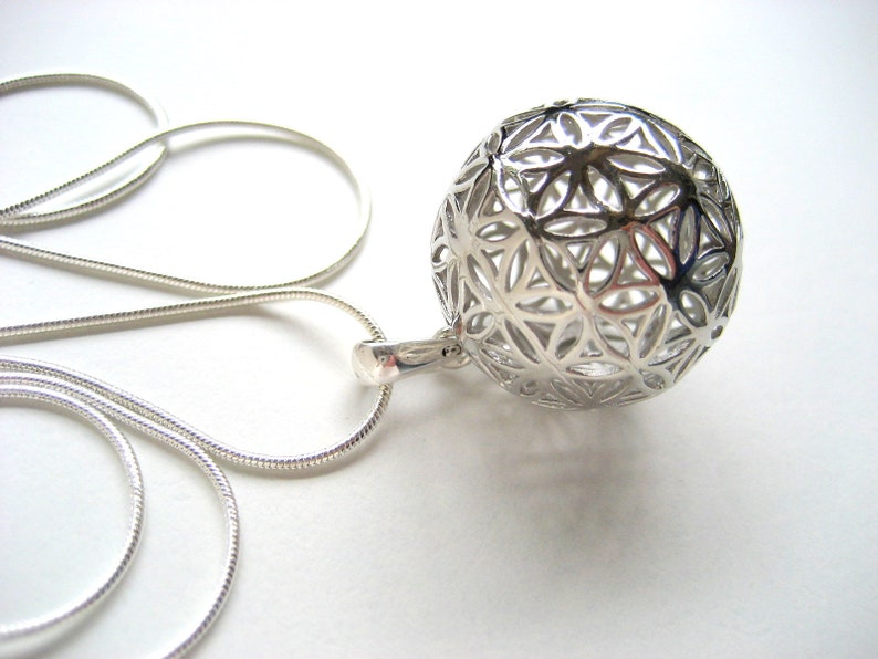 Flower of Life on Ball on Snake Chain image 1