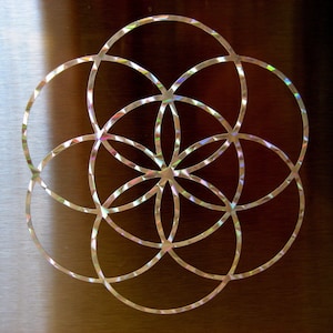 2 x Flower of Life stickers silver 8.5 cm