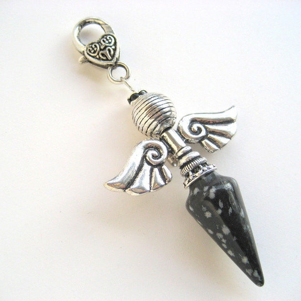 Ange Pendulum obsidienne floconneuse, géant