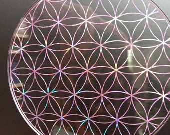 Flower of life purple on acrylic glass from 10 cm