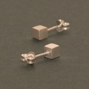 Cubed Silver Ear Studs image 2